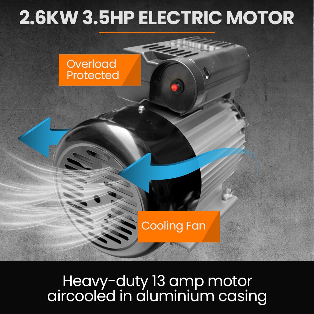100L 2.6kW Industrial Air Compressor, 370L/min 116PSI, Brushless Motor, Long Service Life, Certified Vertical Tank, 15A Plug