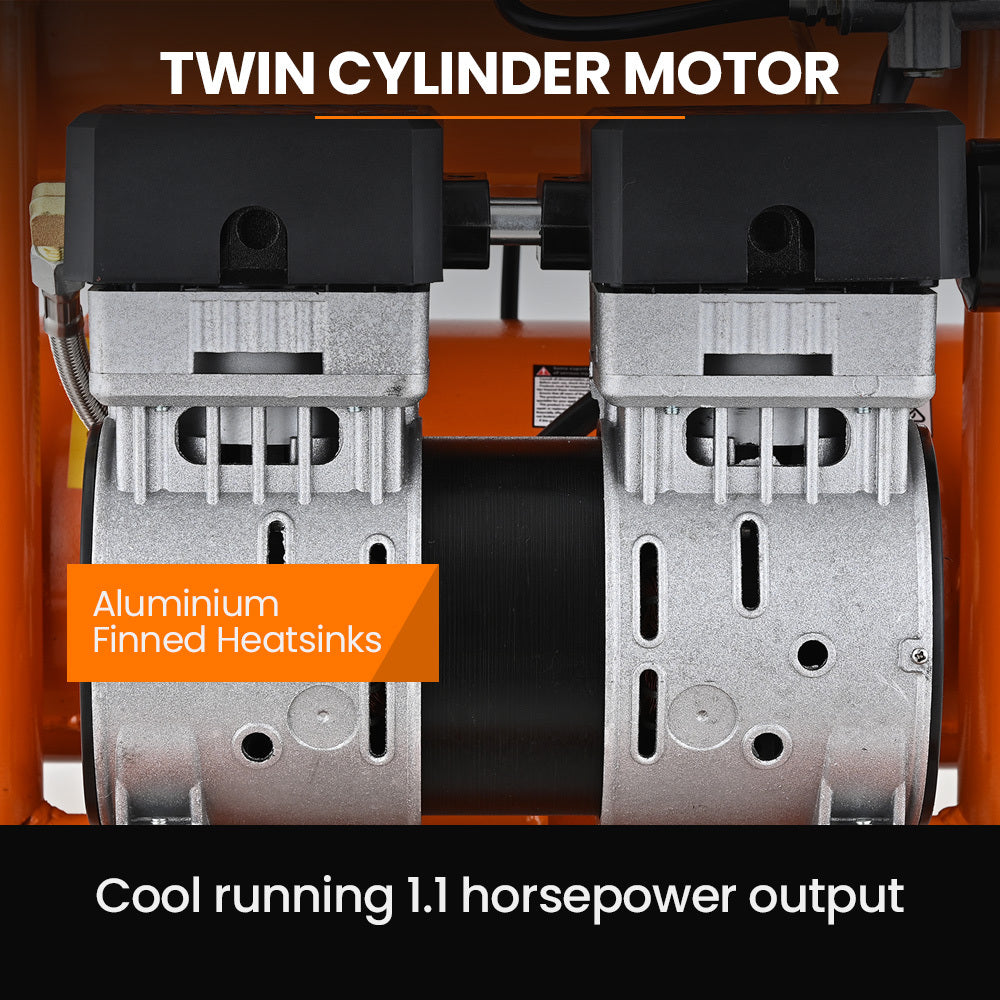 20L Twin Tank Air Compressor, 116PSI Portable Silent Oil-Free Electric, for Airtools Tyre Inflation