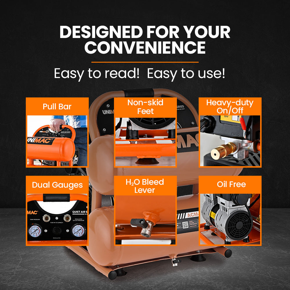 20L Twin Tank Air Compressor, 116PSI Portable Silent Oil-Free Electric, for Airtools Tyre Inflation