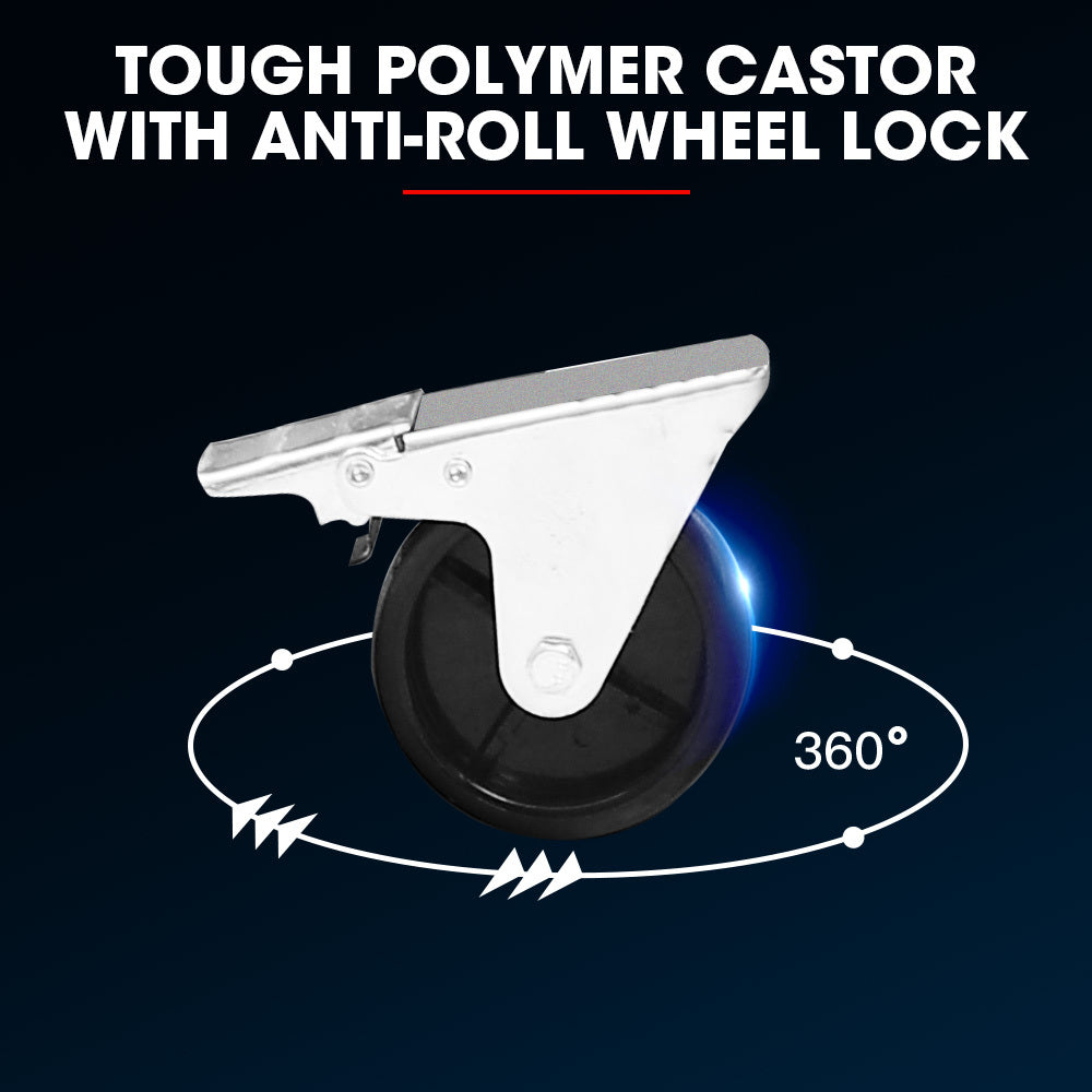 4 Drawer Tool Box Cabinet Trolley Storage, with 1-Door Toolbox Garage Organiser Set, Black