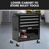4 Drawer Tool Box Cabinet Trolley Storage, with 1-Door Toolbox Garage Organiser Set, Black
