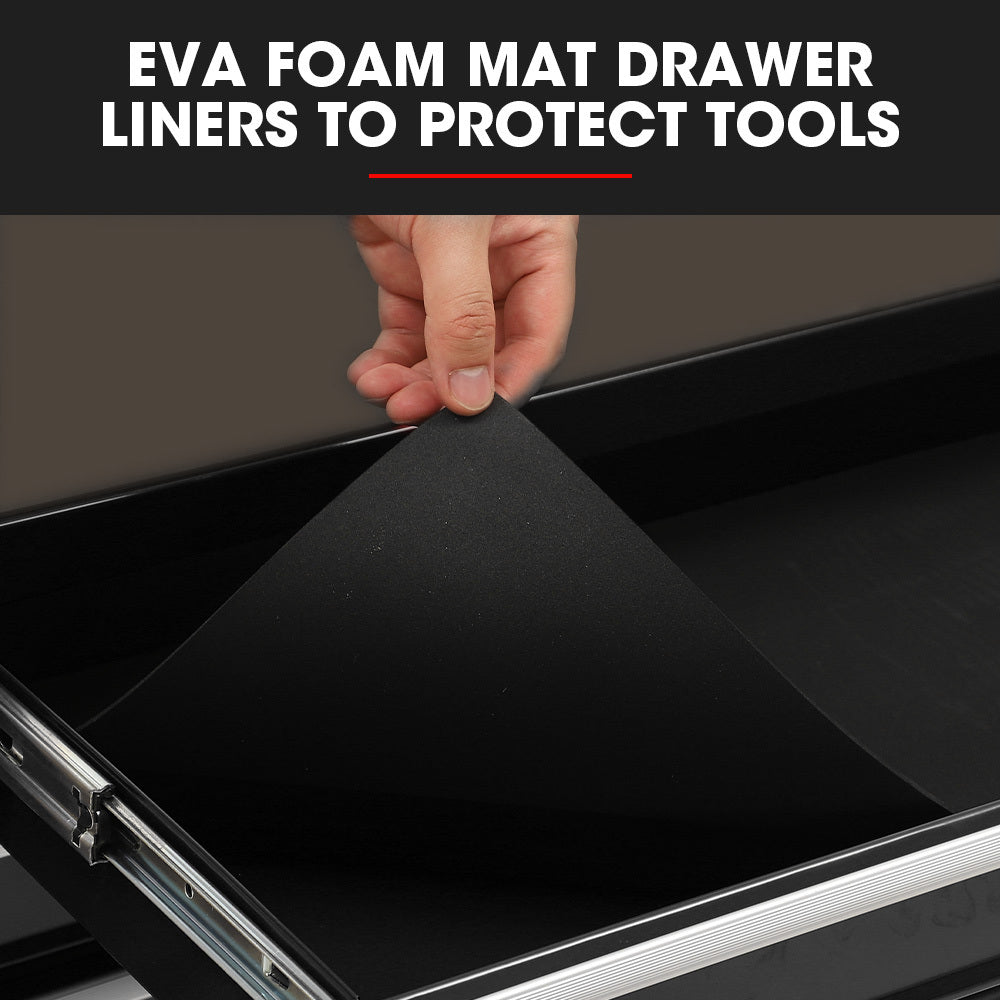 4 Drawer Tool Box Cabinet Trolley Storage, with 1-Door Toolbox Garage Organiser Set, Black