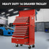 16 Drawer Tool Box Cabinet Chest Storage, Toolbox Garage Organiser Set, Red