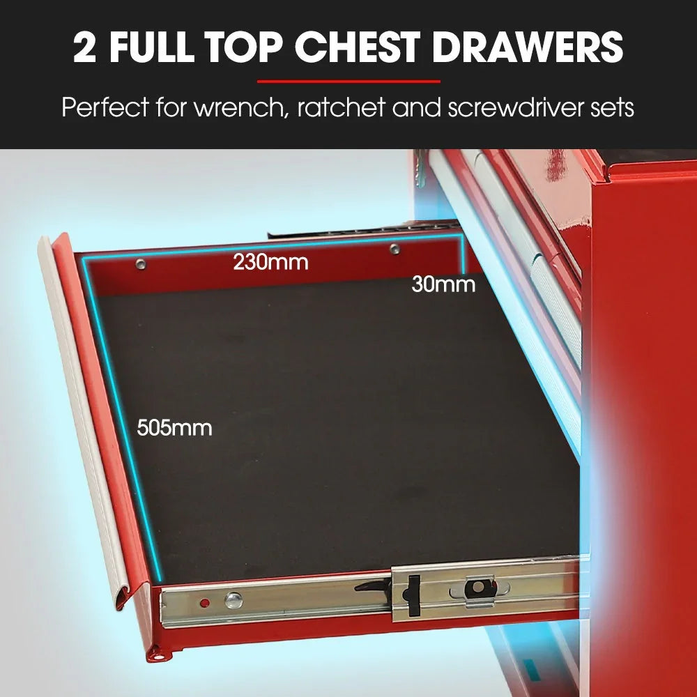 16 Drawer Tool Box Cabinet Chest Storage, Toolbox Garage Organiser Set, Red