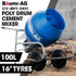 100L Portable Poly Drum Cement Concrete Mixer, Ultra-Light 36kg, 16 Inch Tyres, Electric Direct Drive Motor