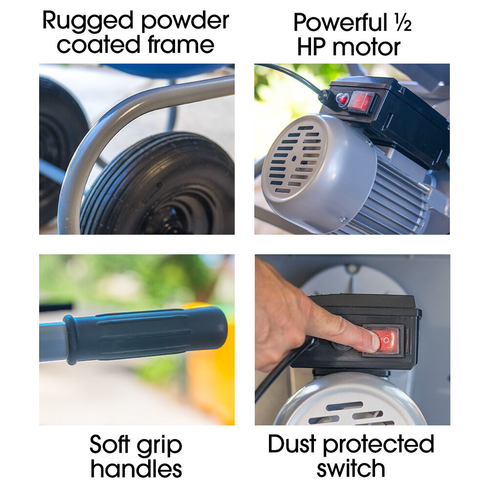 100L Portable Poly Drum Cement Concrete Mixer, Ultra-Light 36kg, 16 Inch Tyres, Electric Direct Drive Motor