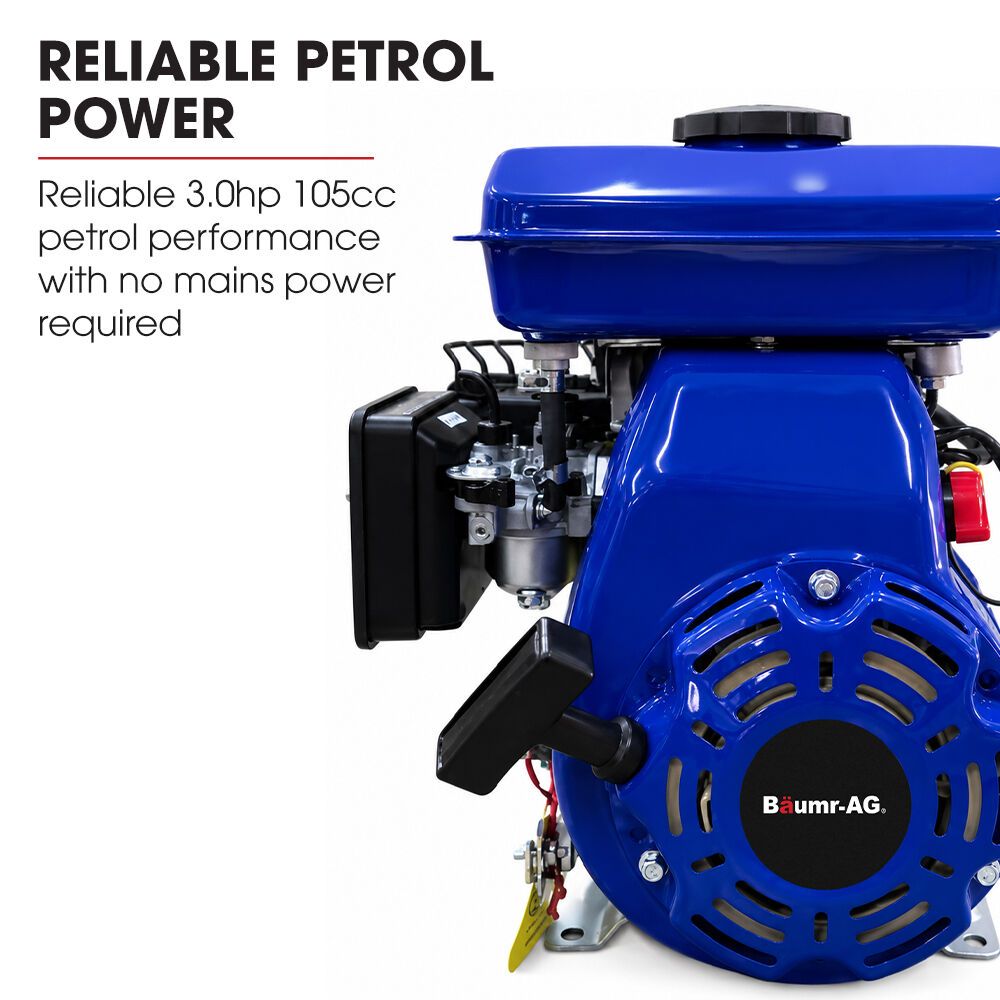 BAUMR-AG 200L Heavy-Duty Petrol Concrete Cement Mixer, 3hp 105cc Engine