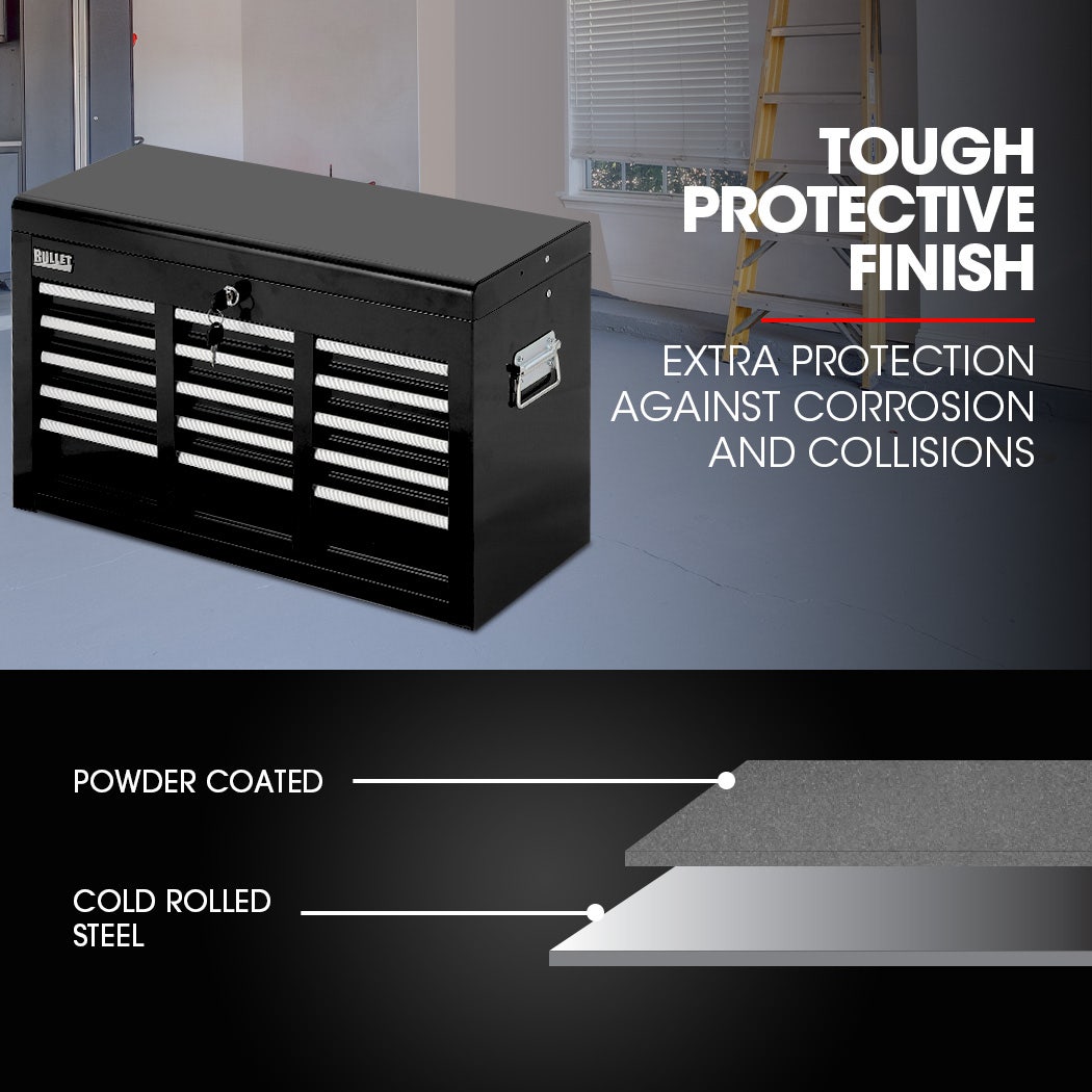 9 Drawer Tool Box Chest, Organiser Mechanic Garage Storage Toolbox Set - Black