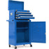 3 Drawer Tool Box Cabinet Trolley Storage, with 1-Door Toolbox Garage Organiser Set, Blue