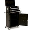 3 Drawer Tool Box Cabinet Trolley Storage, with 1-Door Toolbox Garage Organiser Set, Black