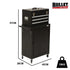3 Drawer Tool Box Cabinet Trolley Storage, with 1-Door Toolbox Garage Organiser Set, Black