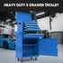 5 Drawer Tool Box Cabinet Chest Storage, with 1-Door Toolbox Garage Organiser Set, Blue