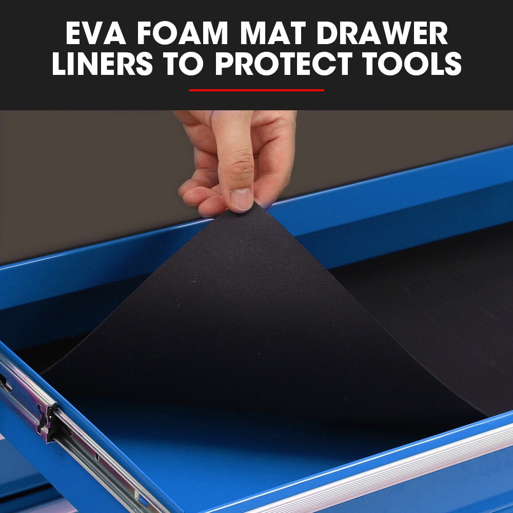 5 Drawer Tool Box Cabinet Chest Storage, with 1-Door Toolbox Garage Organiser Set, Blue