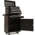 5 Drawer Tool Box Cabinet Chest Storage, with 1-Door Toolbox Garage Organiser Set, Black