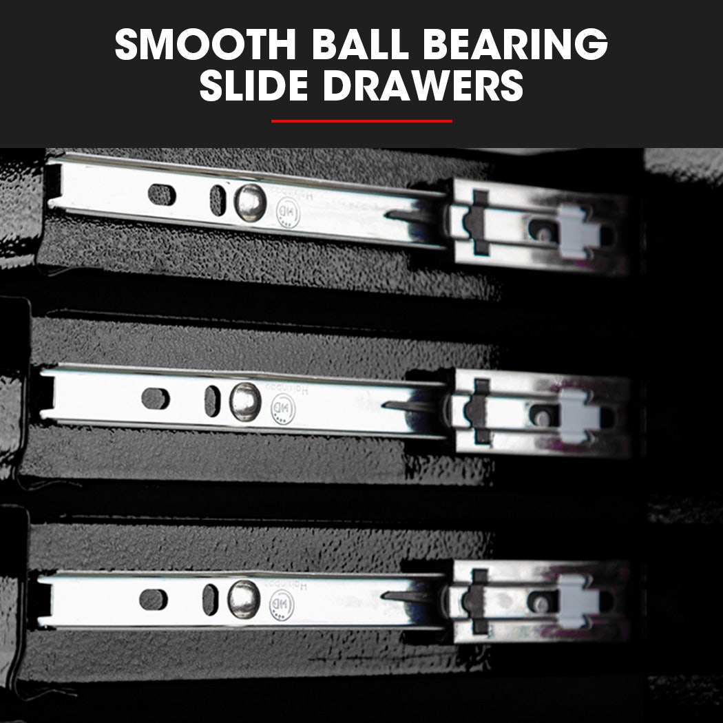 5 Drawer Tool Box Cabinet Chest Storage, with 1-Door Toolbox Garage Organiser Set, Black