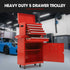 5 Drawer Tool Box Cabinet Chest Storage, with 1-Door Toolbox Garage Organiser Set, Red