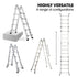 Bullet 5.1m Folding Aluminium Multipurpose Ladder, w/ Workshelf Platform, Spring Assisted Rapid Safety Lock Adjusters