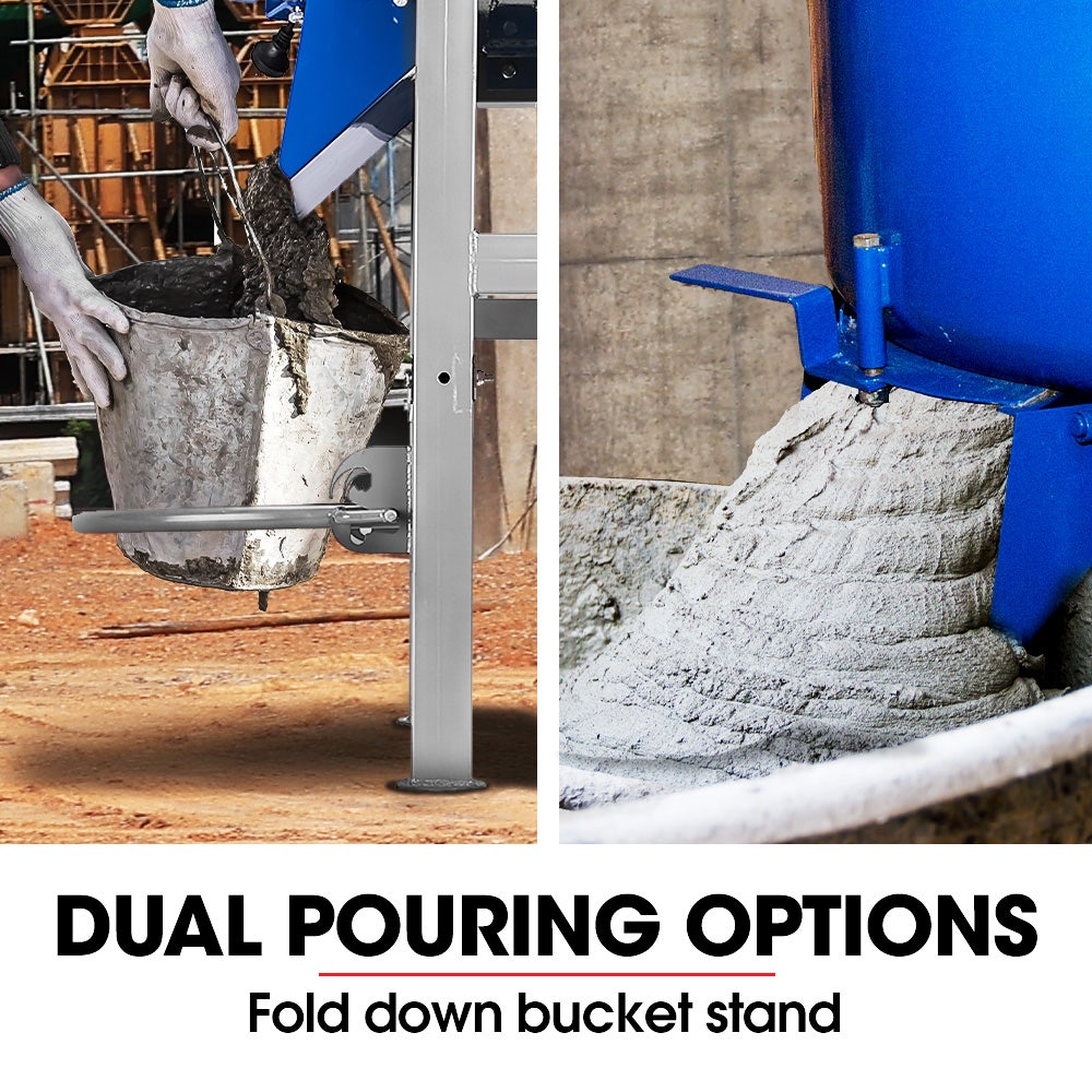 120L Forced Action Pan Mixer, 1500W Electric Direct Drive Motor, Heavy-Duty Frame, for Mortar Screed Resin Cement, 10 Inch Solid Rubber Wheels