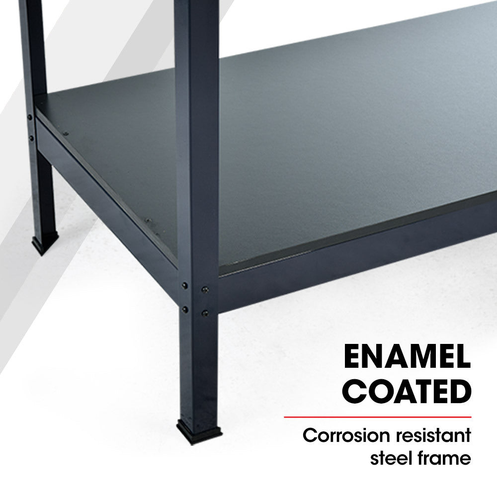 Steel Garage Workbench with LED Lights Pegboard Tool Storage Work Bench Workshop Table