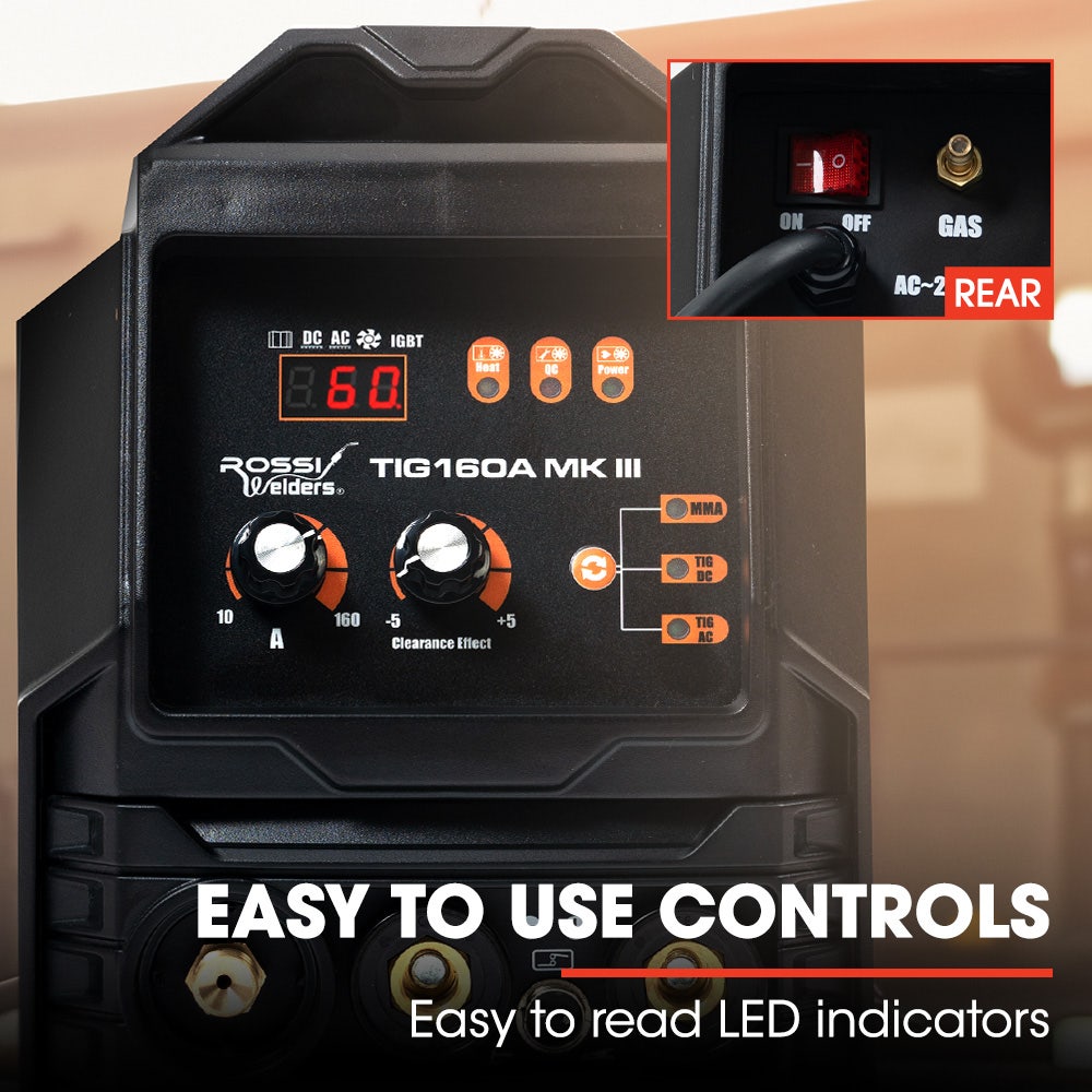 160 Amp AC DC TIG MMA ARC Stick Inverter Welder, Ideal for Aluminium and Copper Welding, 15A Plug
