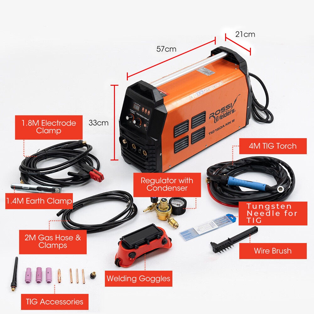 160 Amp AC DC TIG MMA ARC Stick Inverter Welder, Ideal for Aluminium and Copper Welding, 15A Plug