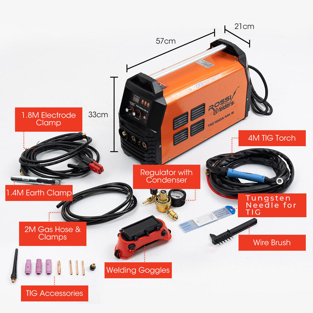 160 Amp AC DC TIG MMA ARC Stick Inverter Welder, Ideal for Aluminium and Copper Welding, 15A Plug