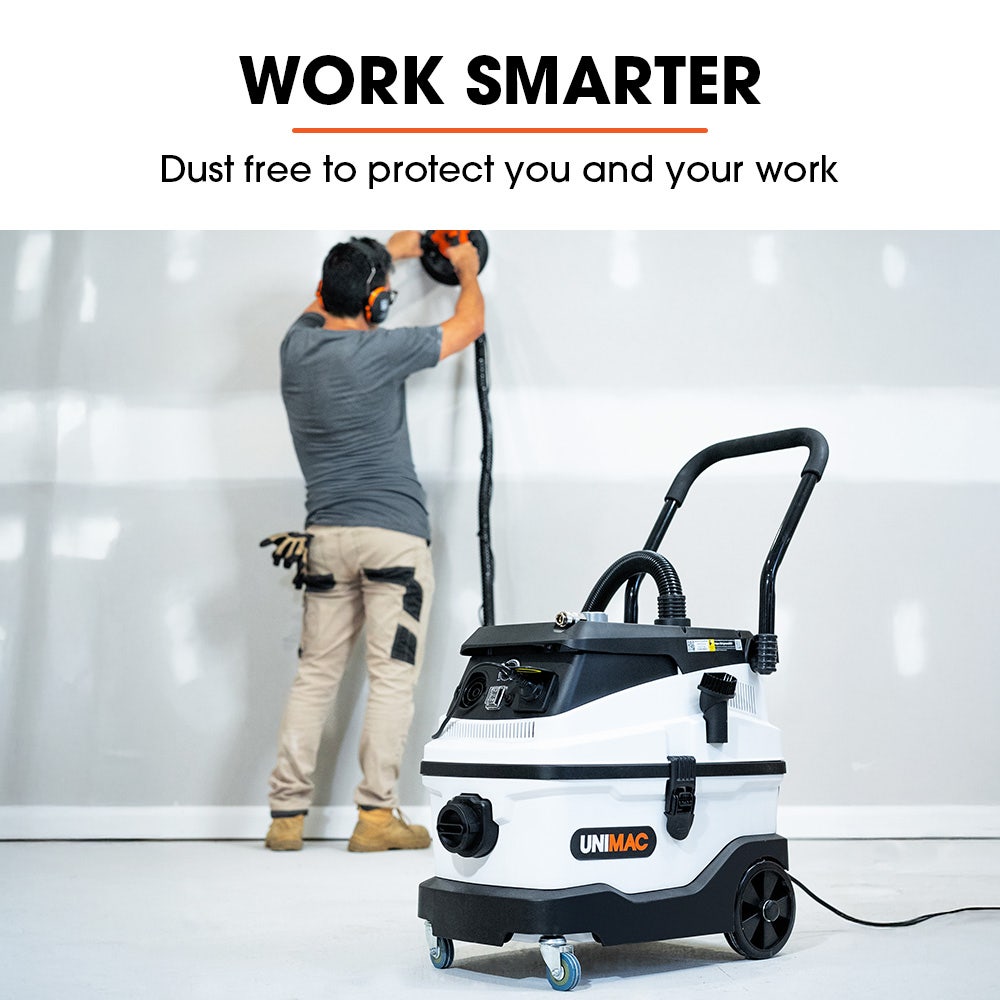 UNIMAC 30L Dust Extractor, Wet & Dry Vacuum Cleaner, 3 Stage Filtration, Water and HEPA filter, Power plus Air pass-through, Accessories