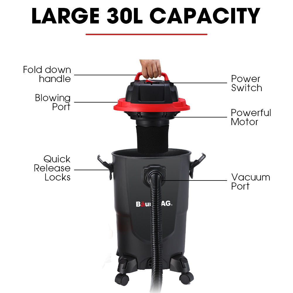 30L 1200W Wet and Dry Vacuum Cleaner, with Blower, for Car, Workshop, Carpet