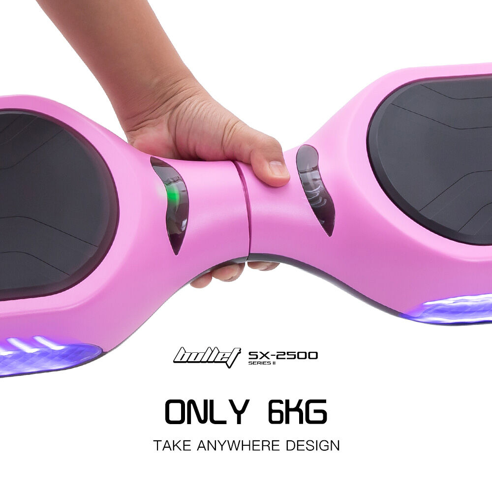 SX-2500 Hoverboard Scooter, 500W Brushless, UL Certified, AU Compliant, 6.5-inch Off-Road Style Tyres, Superior Self Balancing System, LED Lights, Pink