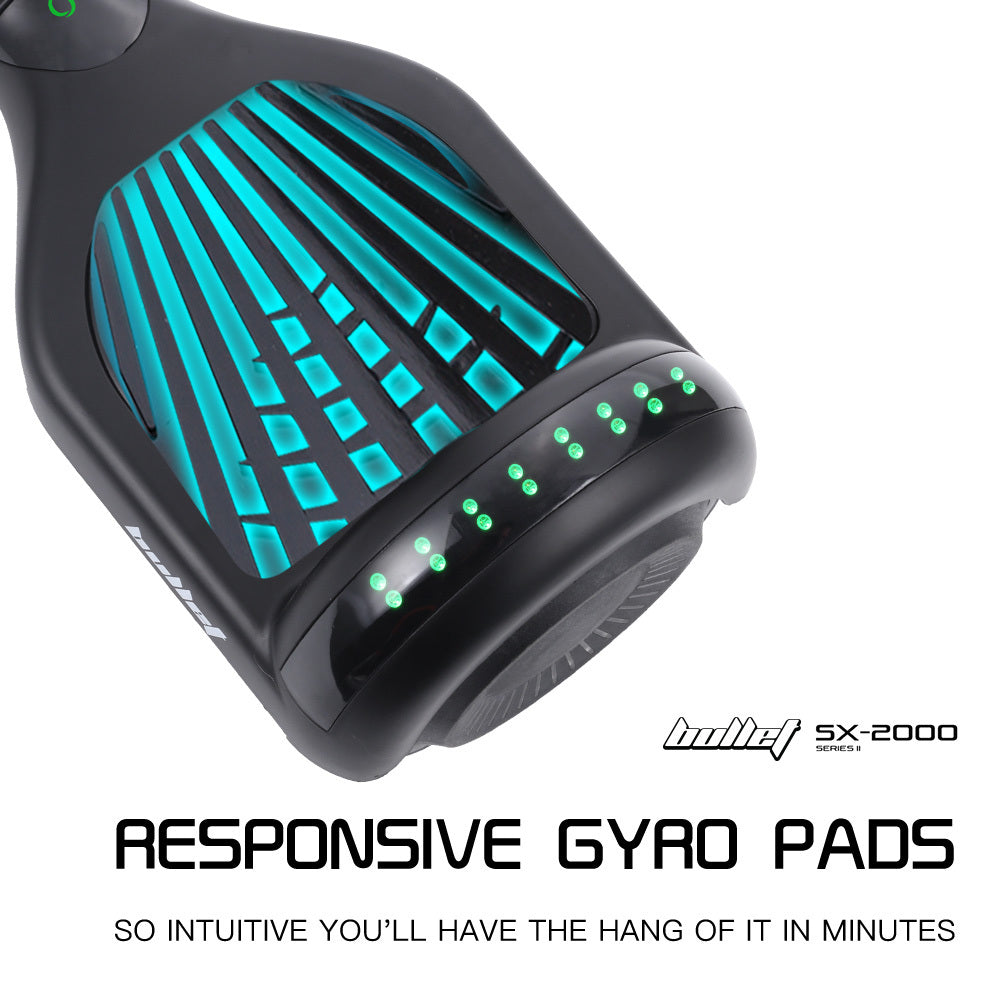 SX-2000 Hoverboard Scooter, 500W Brushless, Superior Self Balancing System, UL Certified, LED Lights, Black