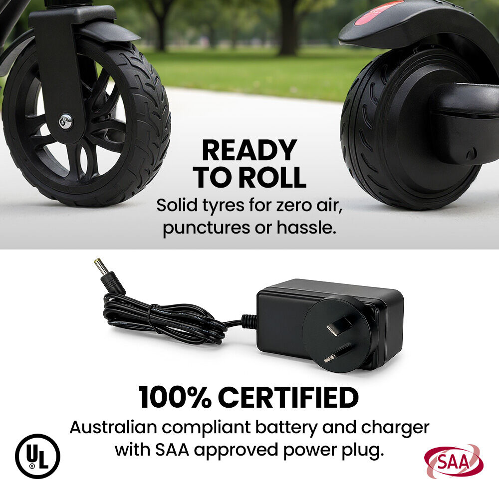 Alpha Edge Electric Scooter Kids & Teens 16km/h Bluetooth Speaker LED - Black