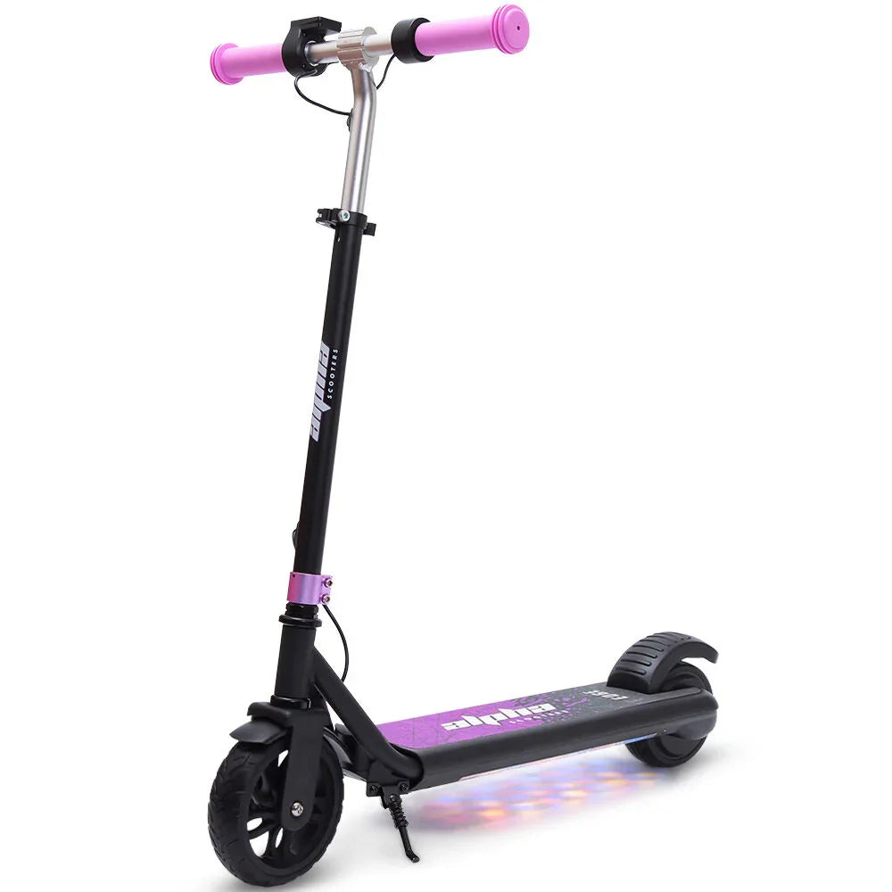 Edge Electric Scooter Kids/Teens, 16km/h Max, Adjustable Height, UL Certified, AU Compliant, Dual Brakes, Bluetooth Music, LED, Pink