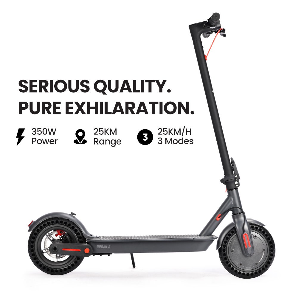 Urban 8 Electric Scooter, Suspension, 25km Range, 8.5-Inch Wheels, Brushless Motor, Motorised Commuter eScooter for Adults, Grey