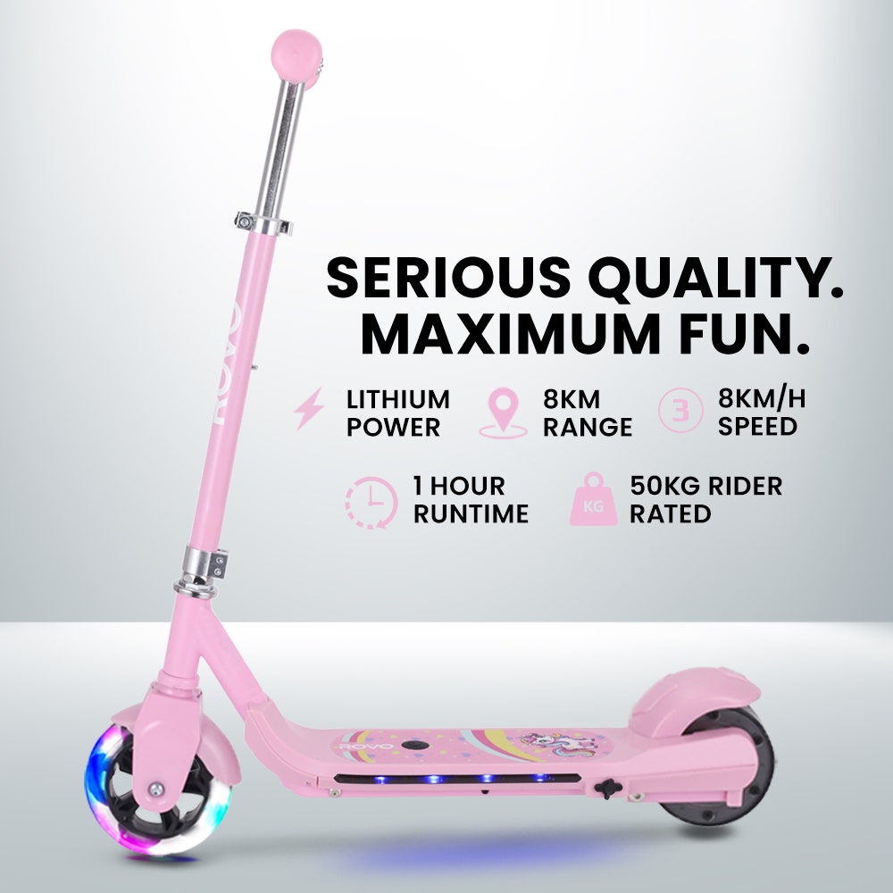 WhizKid Electric Scooter, Ages 5-11, Adjustable Height, AU Compliant, Lithium Battery, Brushless Motor, Pink