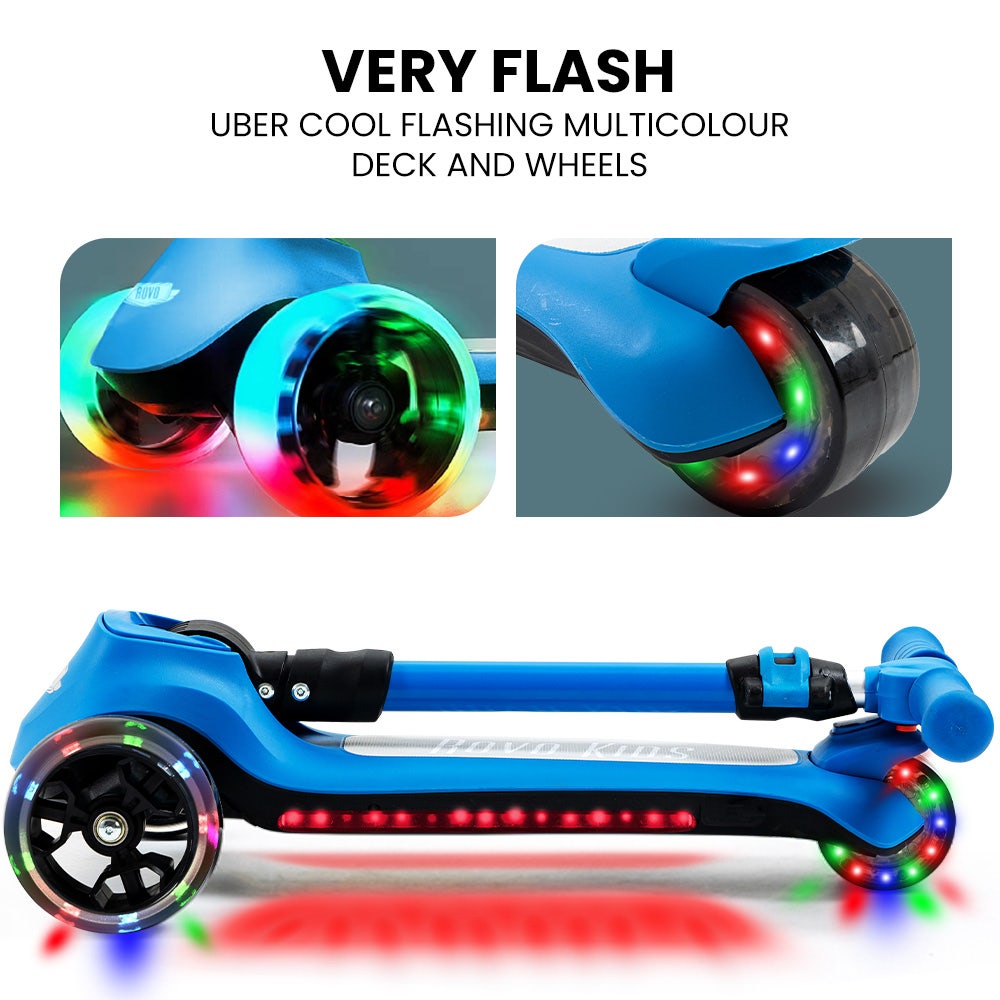 3-Wheel Electric Scooter , Ages 3-8, Adjustable Height, AU Compliant, Lithium Battery, Blue