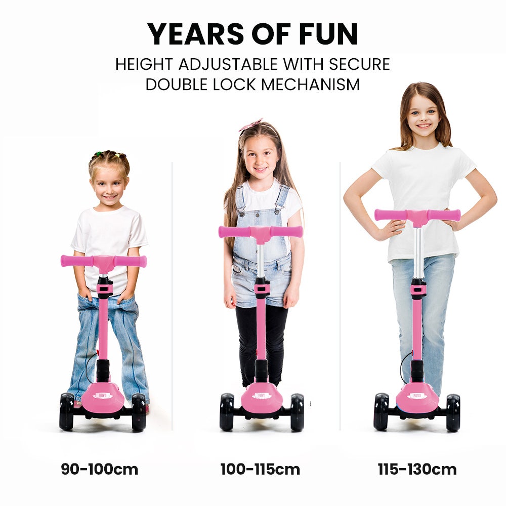 3-Wheel Electric Scooter , Ages 3-8, Adjustable Height, AU Compliant, Lithium Battery, Pink