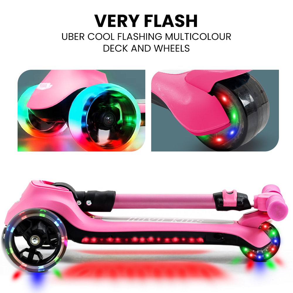 3-Wheel Electric Scooter , Ages 3-8, Adjustable Height, AU Compliant, Lithium Battery, Pink