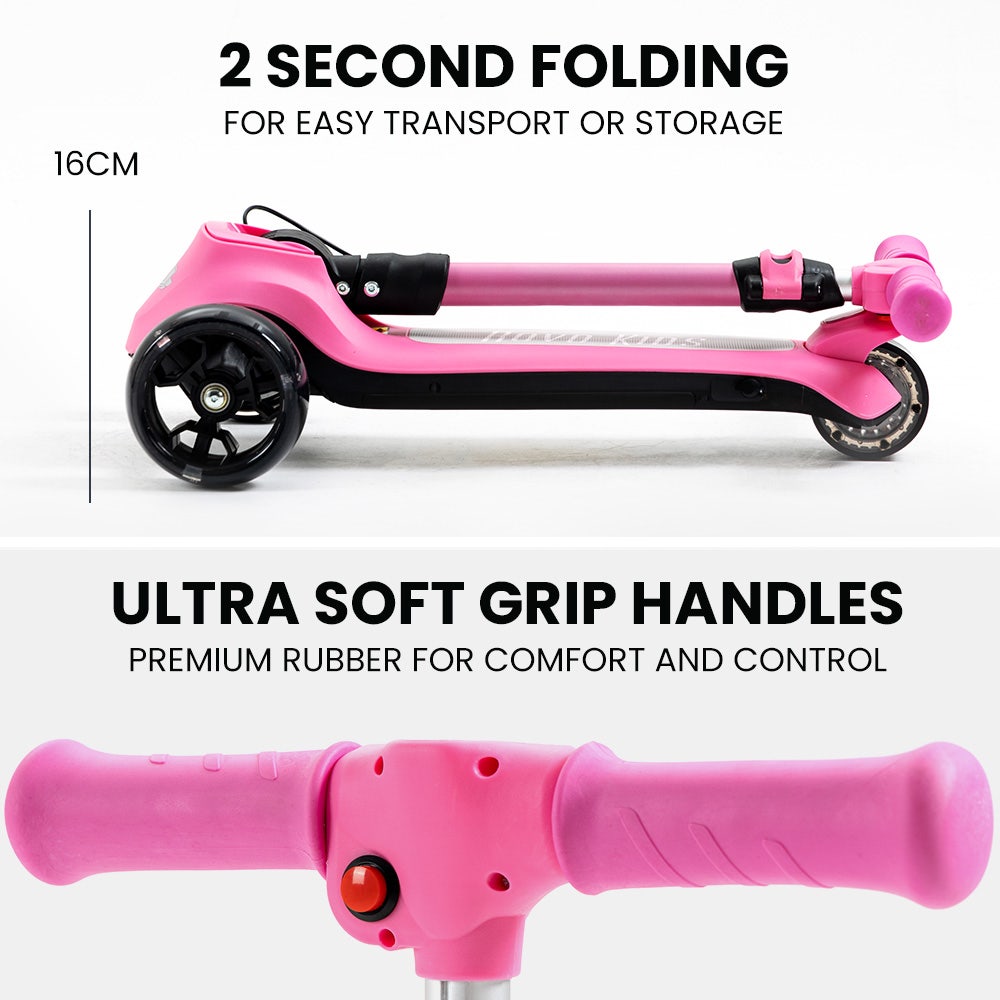 3-Wheel Electric Scooter , Ages 3-8, Adjustable Height, AU Compliant, Lithium Battery, Pink
