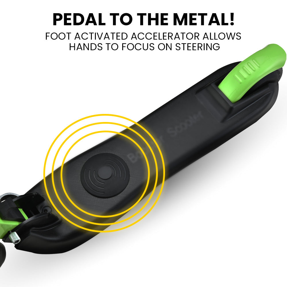 Electric Scooter Lithium Ride-On Foldable E-Scooter 125W Rechargeable, Green