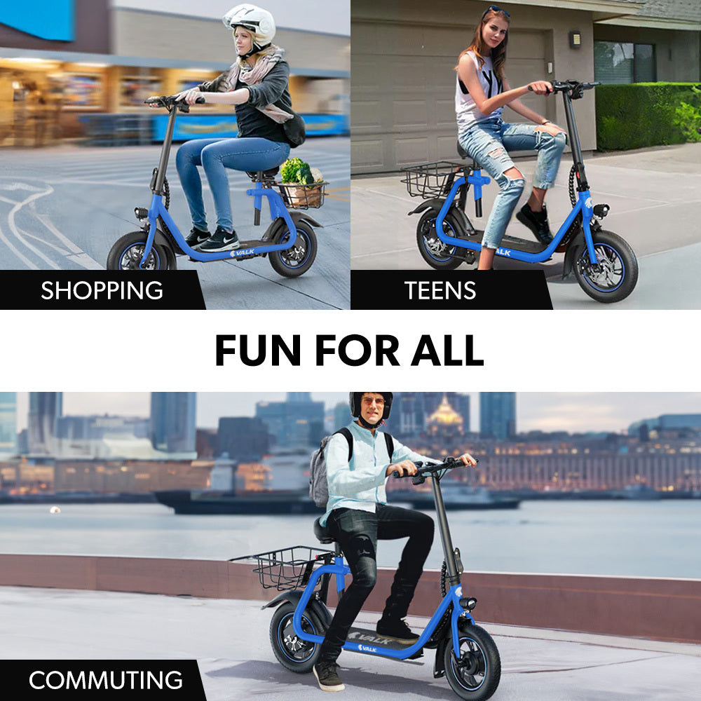 VALK Electric Scooter with Seat, Disc brakes, 12