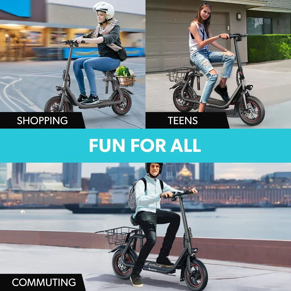 Electric Scooter with Seat, Disc brakes, 12