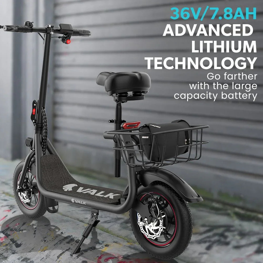 Electric Scooter with Seat, Disc brakes, 12