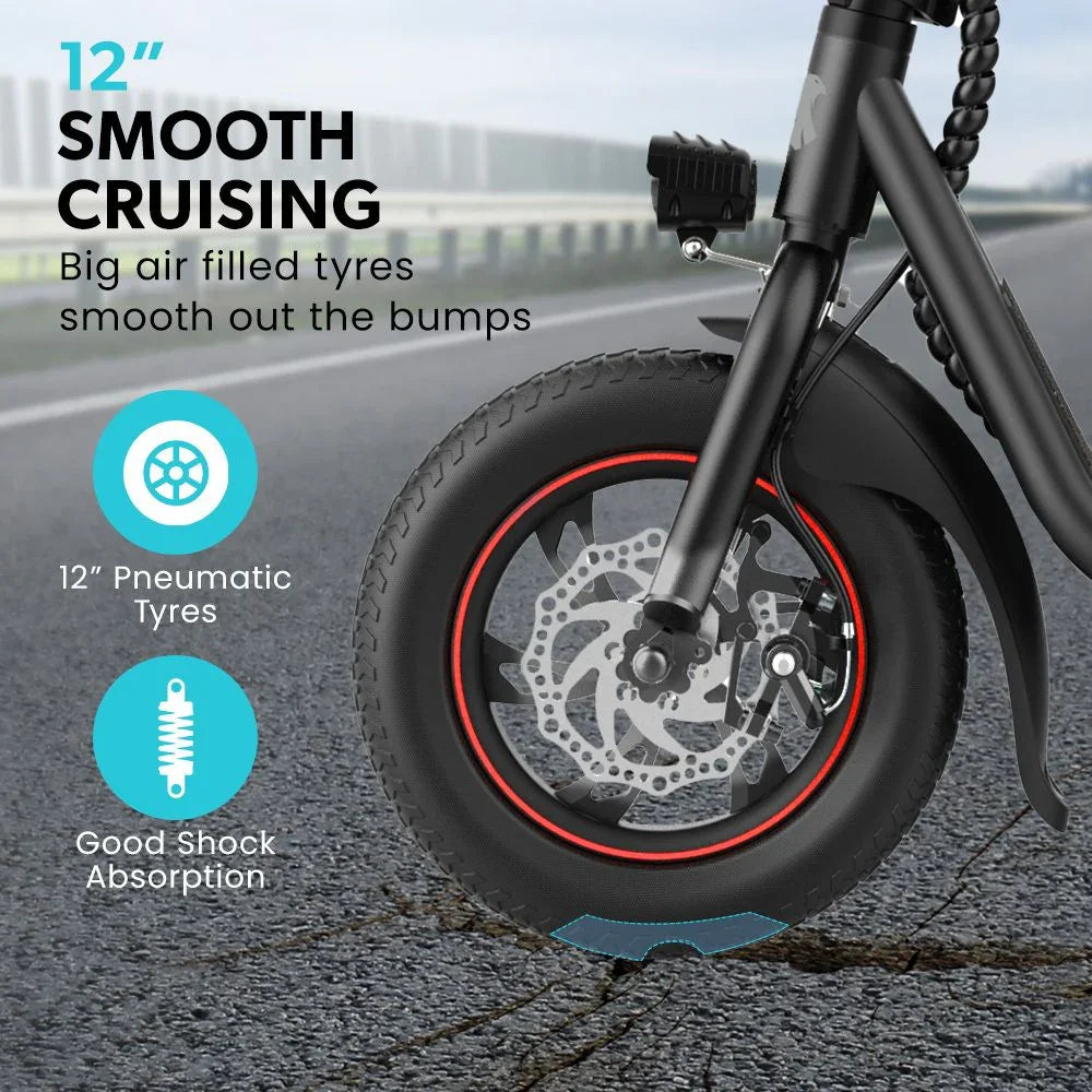 Electric Scooter with Seat, Disc brakes, 12