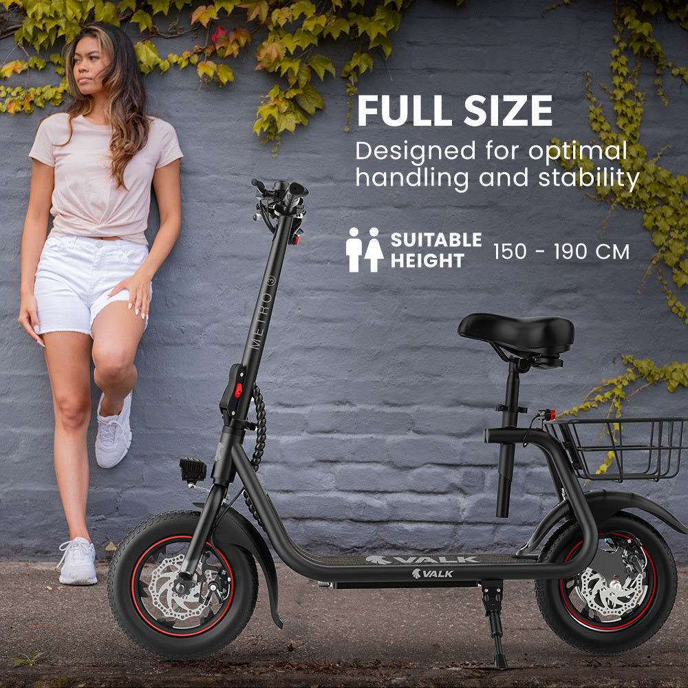 VALK Electric Scooter with Seat, Disc brakes, 12