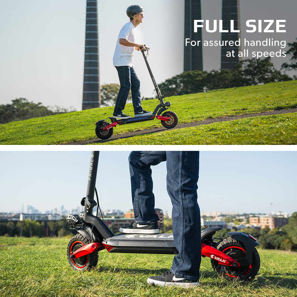 VALK Primal 9 Dual Motor 1600W Extreme Hill Climbing Electric e-Scooter, Black/Red