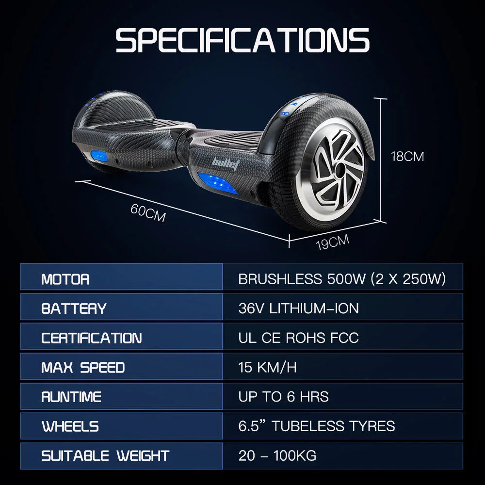 Gen III Hoverboard Scooter, Dual Copper Motors, UL Certified, AU Compliant, 6.5