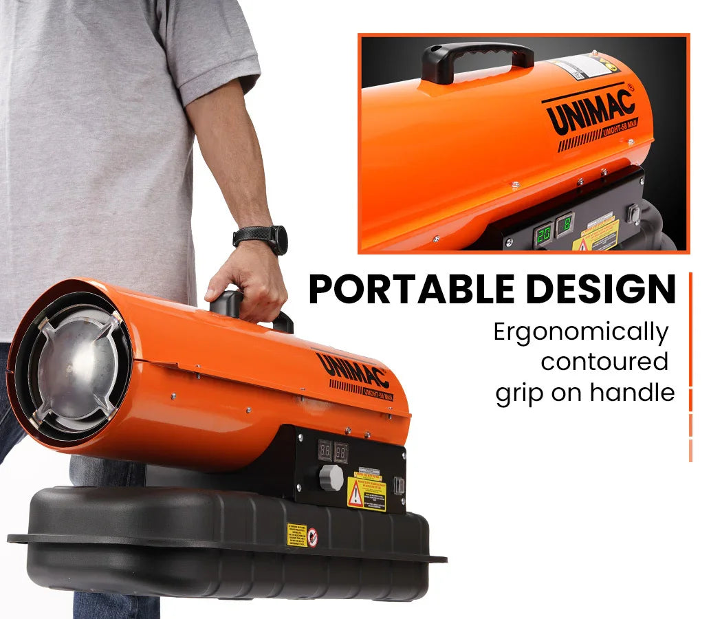 UNIMAC 20KW Portable Industrial Diesel Direct Forced Air Space Heater, Commercial Grade for Warehouse Worksite Shed Drying Greenhouse Agricultural Breeding