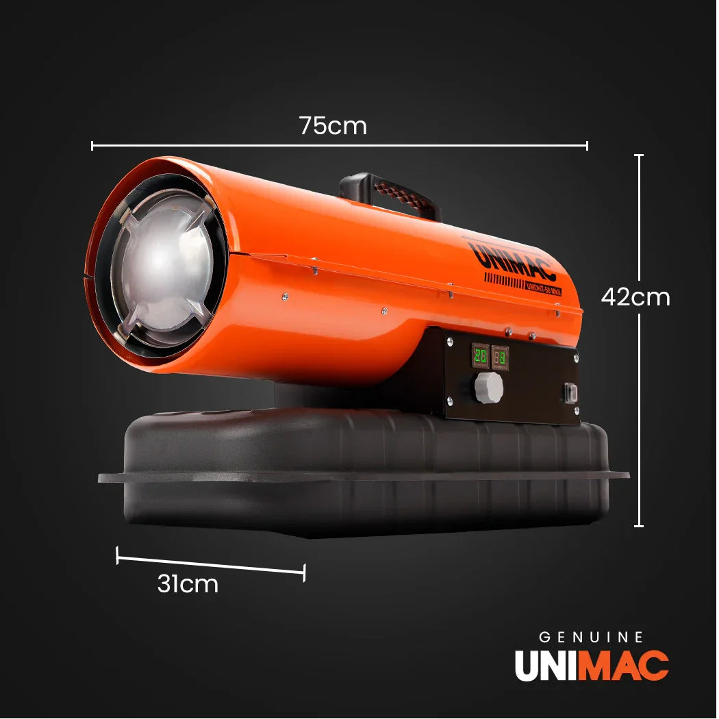 UNIMAC 20KW Portable Industrial Diesel Direct Forced Air Space Heater, Commercial Grade for Warehouse Worksite Shed Drying Greenhouse Agricultural Breeding