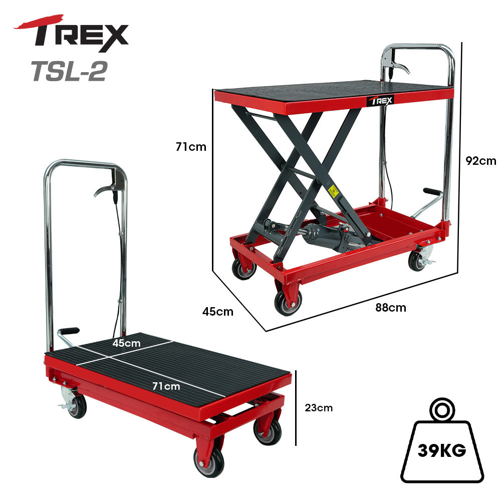 230KG Hydraulic Scissor Lift Platform Trolley, Non-Skid Rubber Platform Pad, for Material Handling