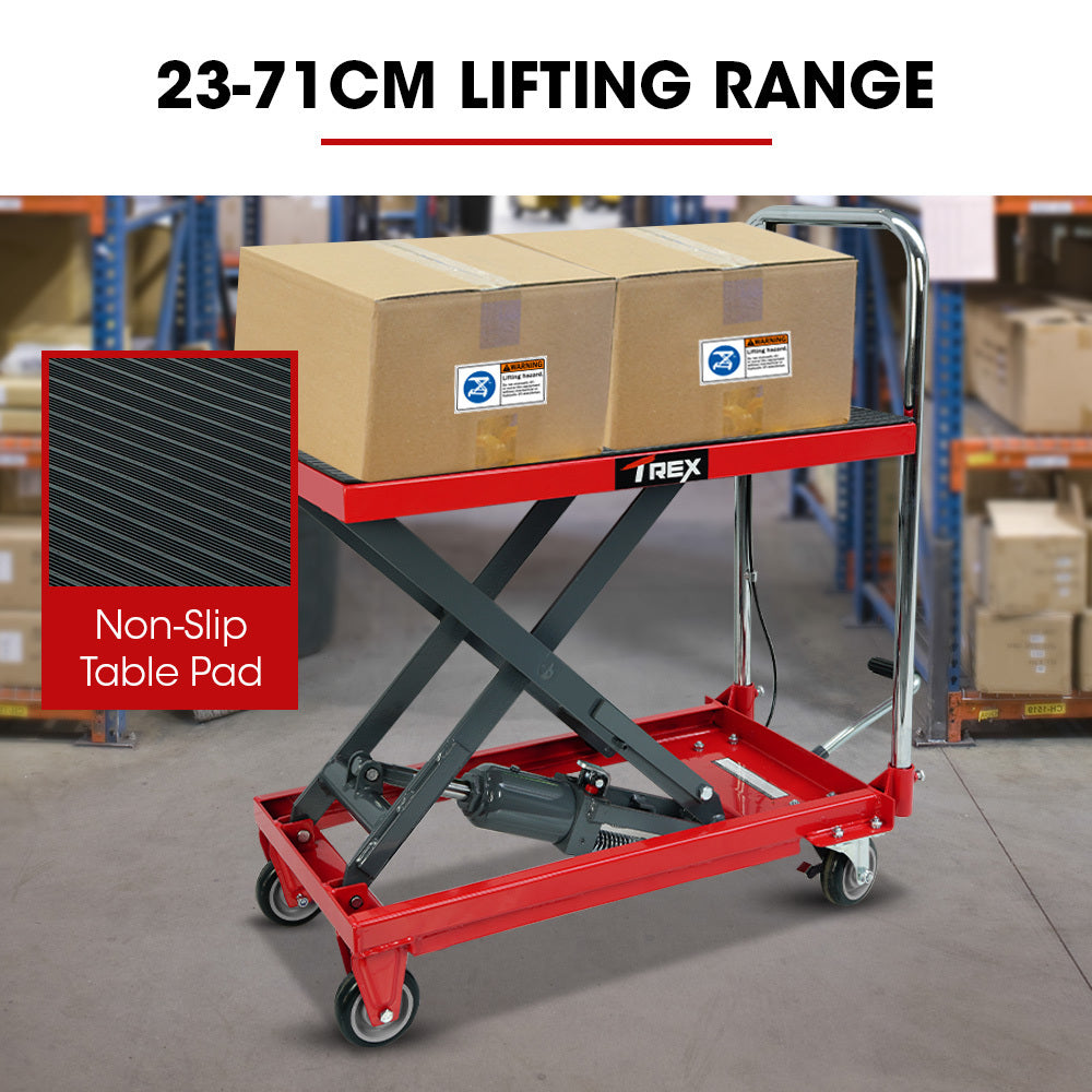 230KG Hydraulic Scissor Lift Platform Trolley, Non-Skid Rubber Platform Pad, for Material Handling